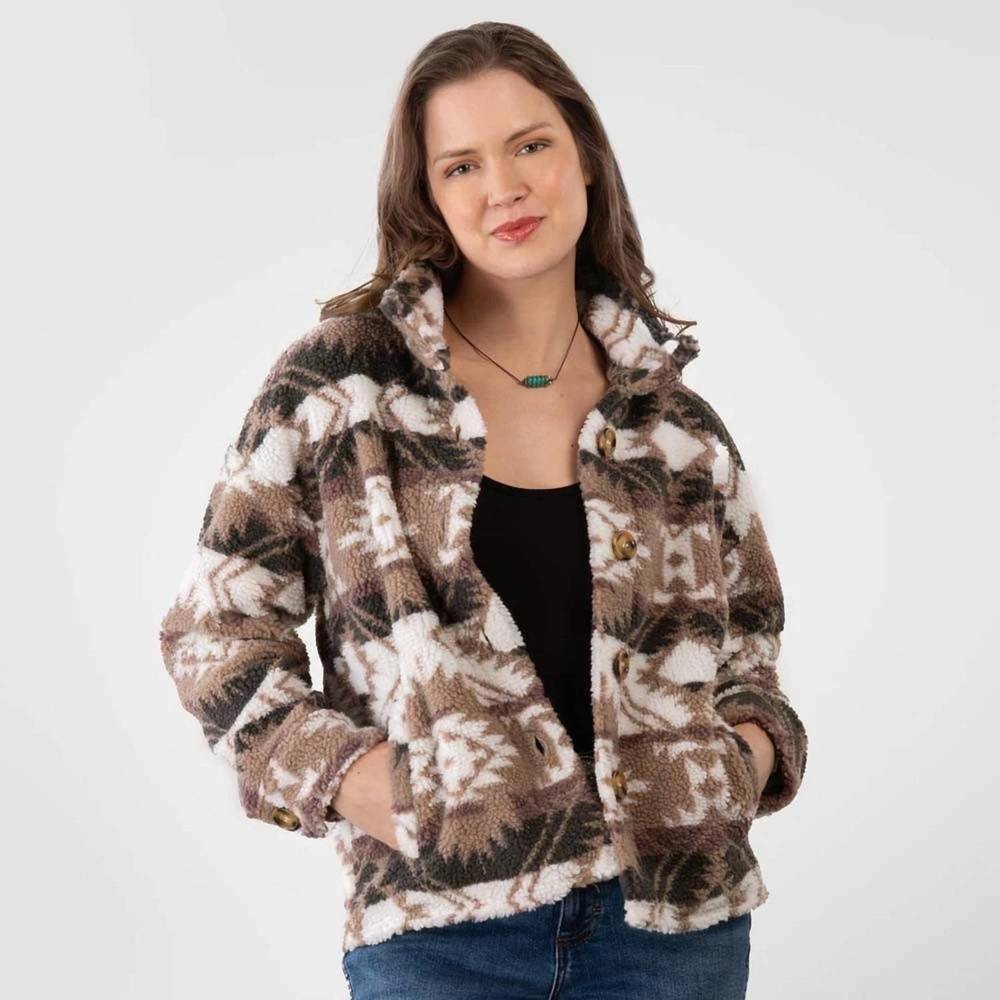 NEW BLUE B sherpa aztec jacket in mocha